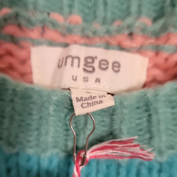 Umgee Multicolor Striped Sweater with Pom Details - Picture 2 of 4